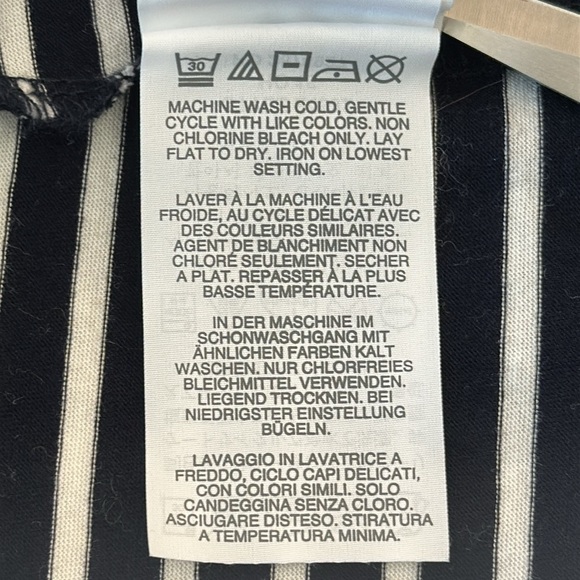 J. Crew Navy and White Striped Women's Top with Ruffled Hem and Cap Sleeves Sz M - Picture 7 of 7